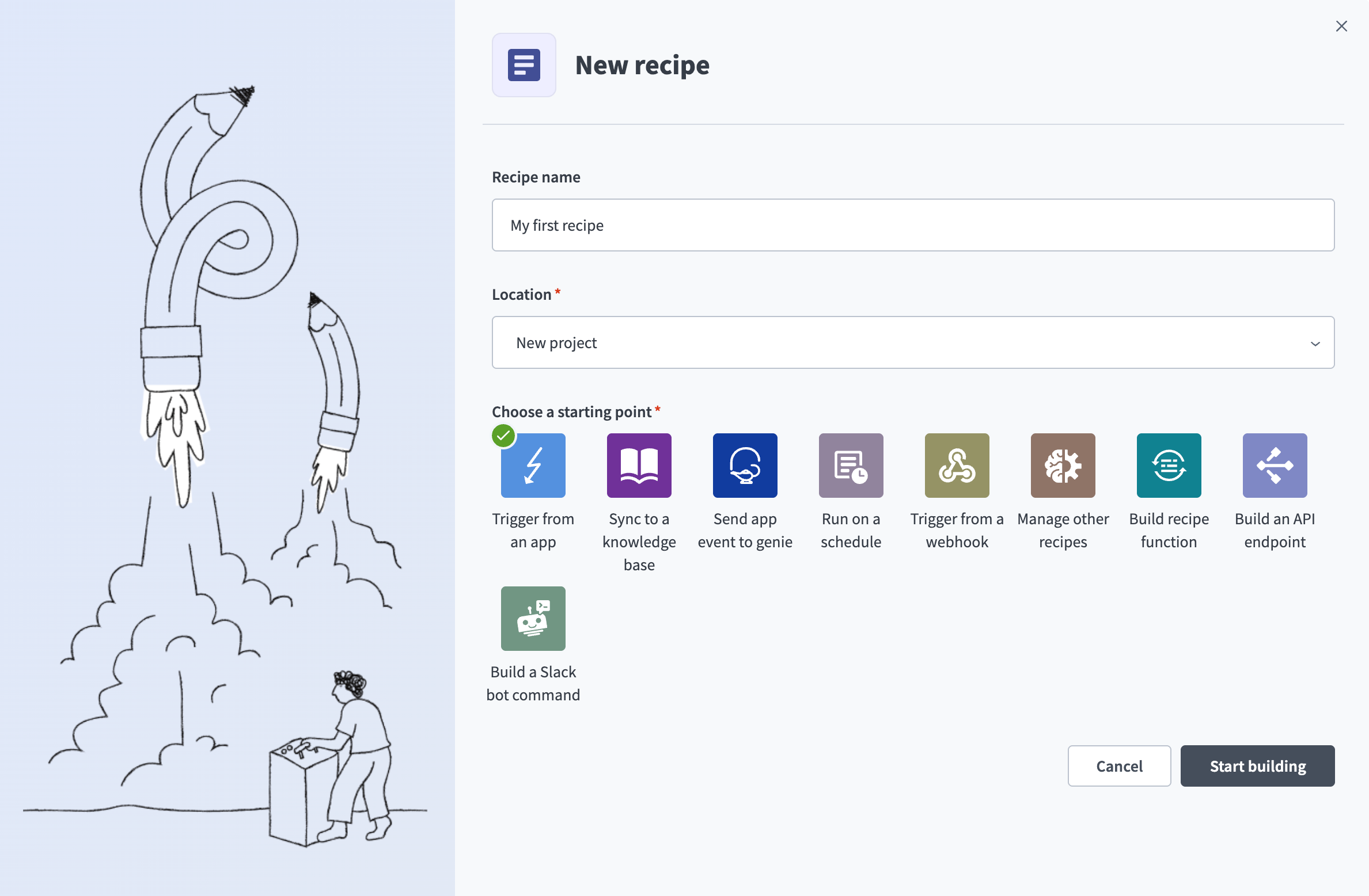 Sitecore Connect / Workato recipe setup view from official docs