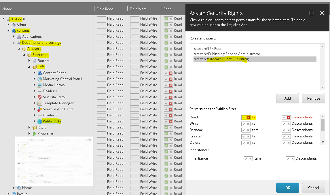 Stop publish site from start menu