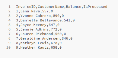 Payment Balance CSV file