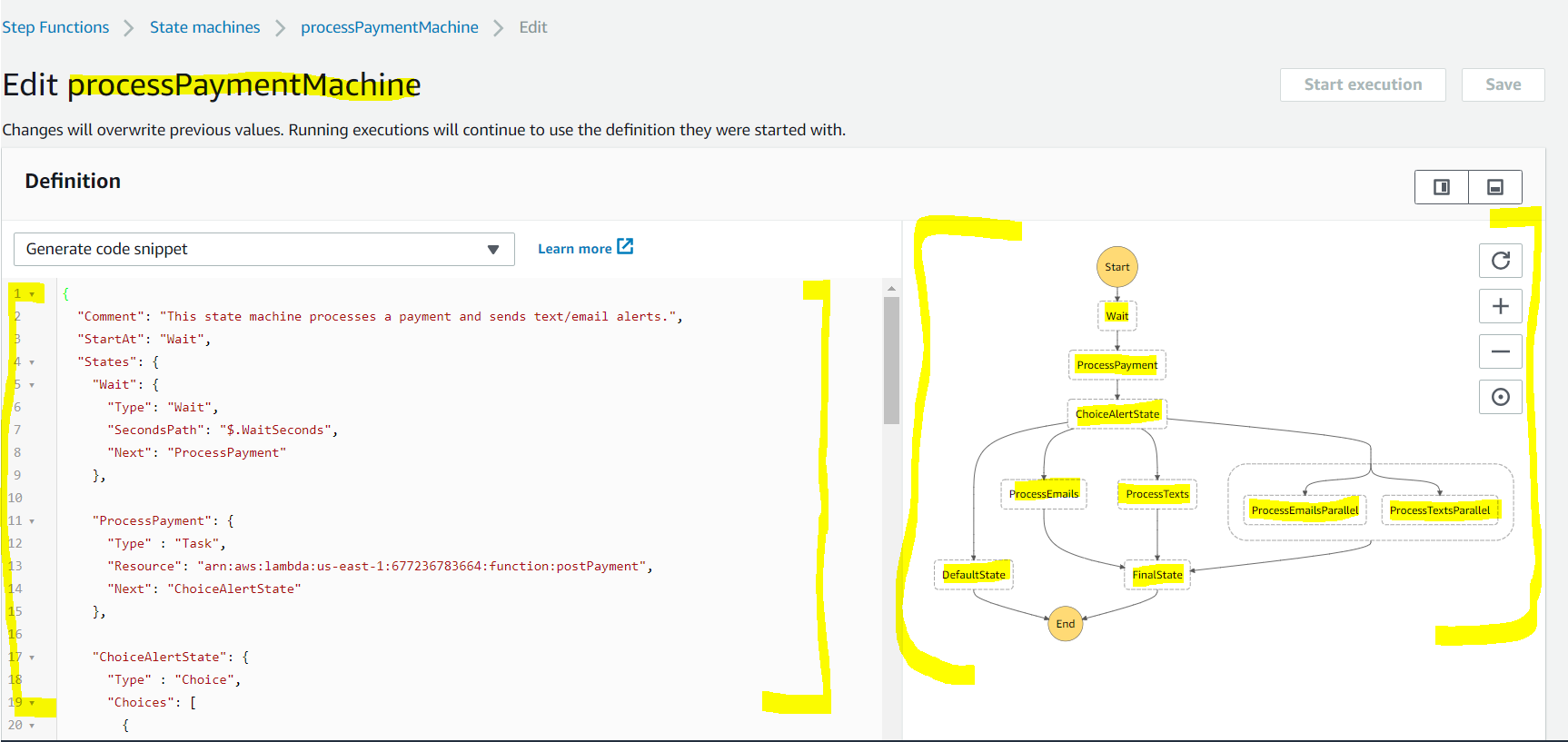 Details/Code of a Step function